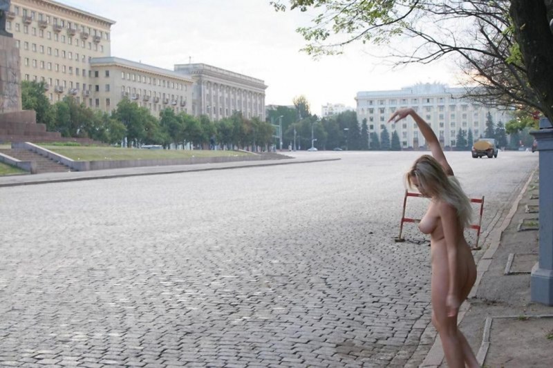Nudist in a public place